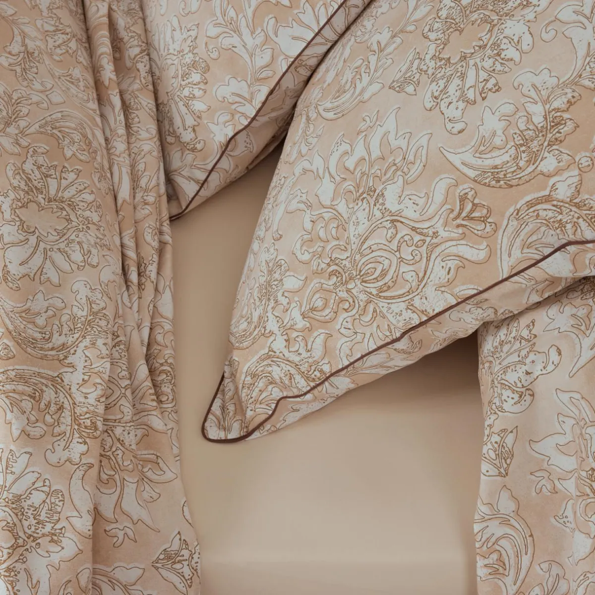 TRADI LINGE Housse de couette percale de coton (260 x 240 cm) Palazzo Beige