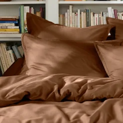 EMINZA Housse de couette percale de coton (240 x 220 cm) Cali Marron Chocolat Hot