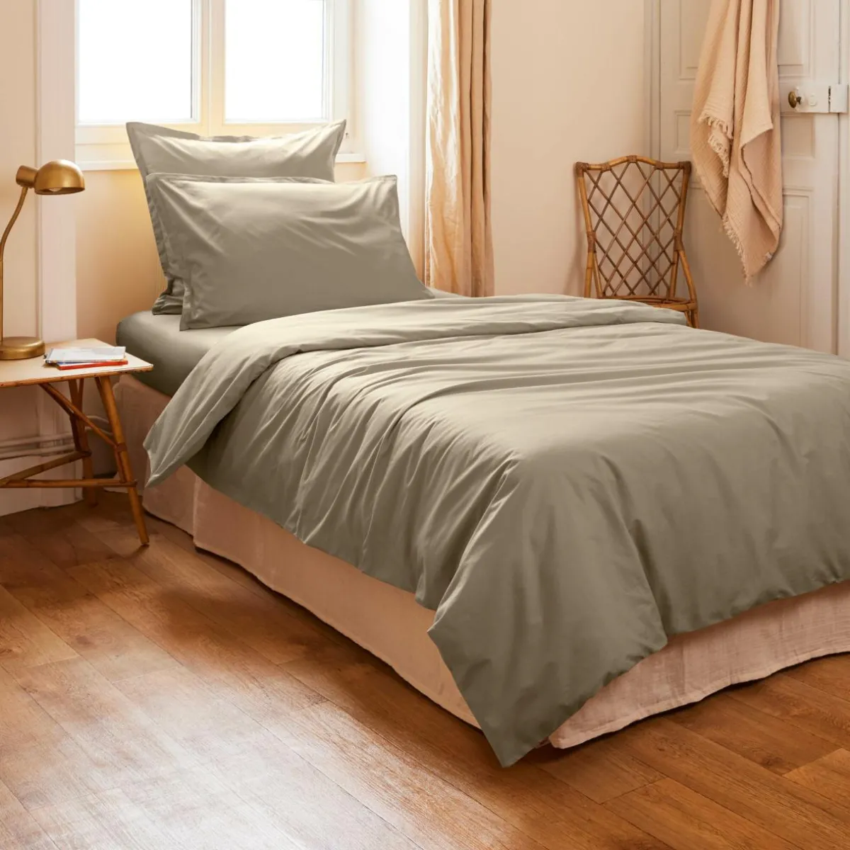 EMINZA Housse de couette percale de coton (140 x 200 cm) Cali Taupe