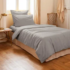 EMINZA Housse de couette percale de coton (140 x 200 cm) Cali Gris clair