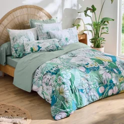 TRADI LINGE Housse de couette percale de coton (200 x 200 cm) Bali e Vert Clearance