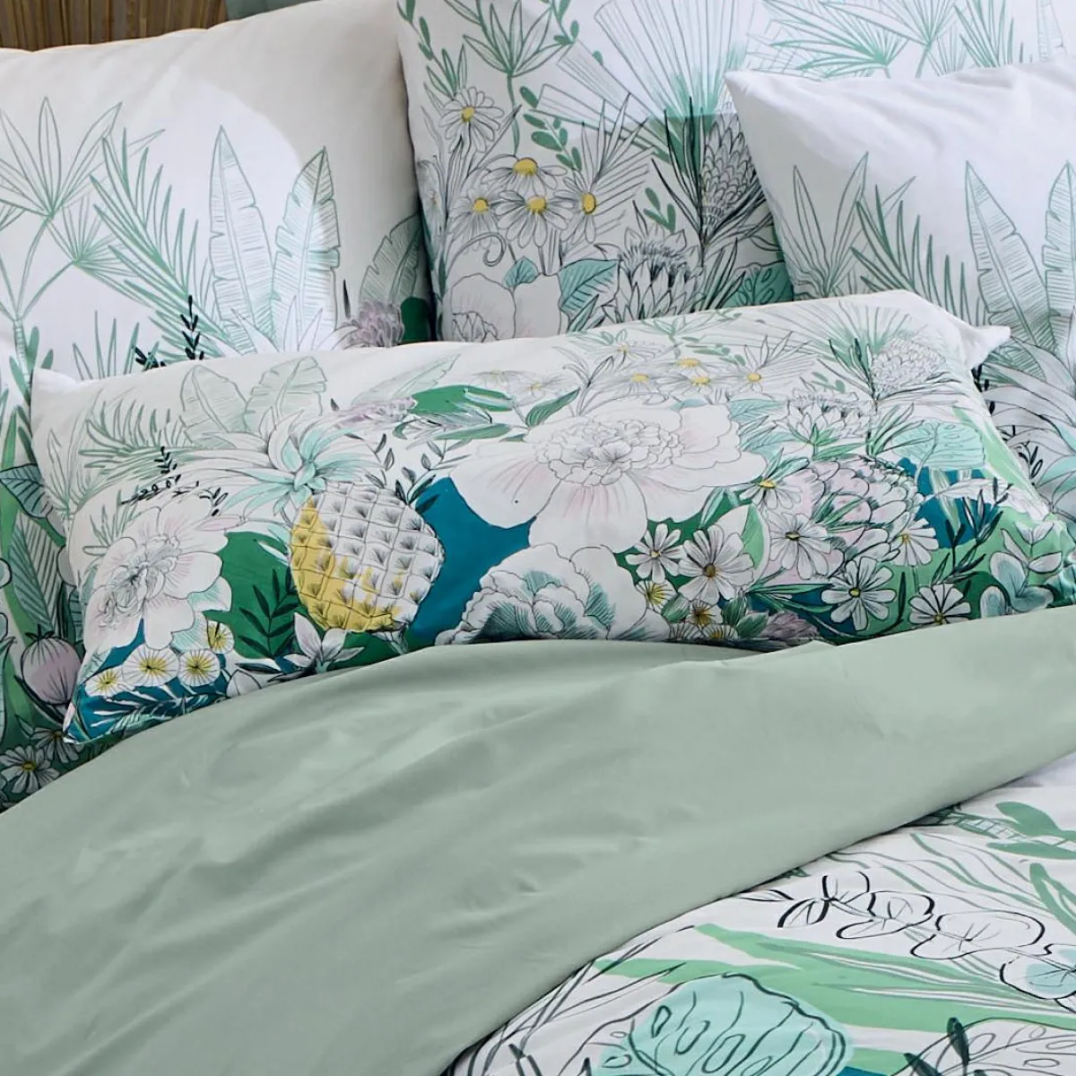 TRADI LINGE Housse de couette percale de coton (200 x 200 cm) Bali e Vert Clearance