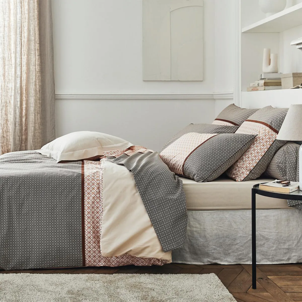 TRADILINGE Housse de couette percale de coton (260 x 240 cm) Gabin Multicolore Discount