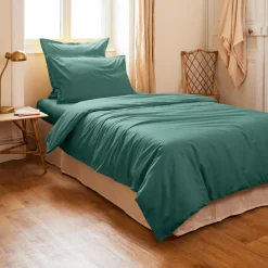 EMINZA Housse de couette percale de coton (140 x 200 cm) Cali Bleu canard Sale