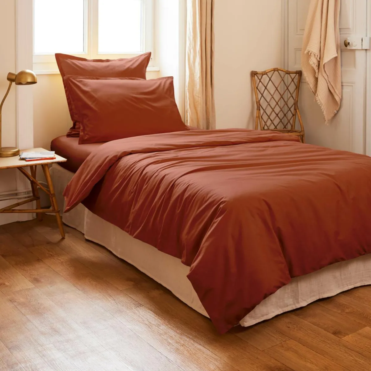 EMINZA Housse de couette percale de coton (140 x 200 cm) Cali Terracotta Hot