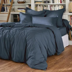 EMINZA Housse de couette percale de coton (280 x 240 cm) Cali Bleu marine