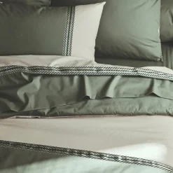 TRADILINGE Housse de couette percale de coton (260 x 240 cm) Noa Vert kaki Outlet