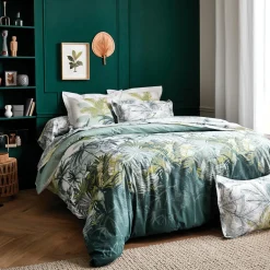 TRADILINGE Housse de couette percale de coton (300 x 240 cm) Trinidad Mousson e Vert Outlet