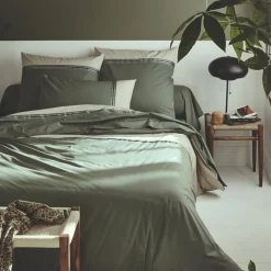 TRADILINGE Housse de couette percale de coton (300 x 240 cm) Noa Vert kaki Clearance
