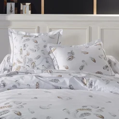 TRADILINGE Housse de couette percale de coton (260 x 240 cm) Plumes e Gris Online