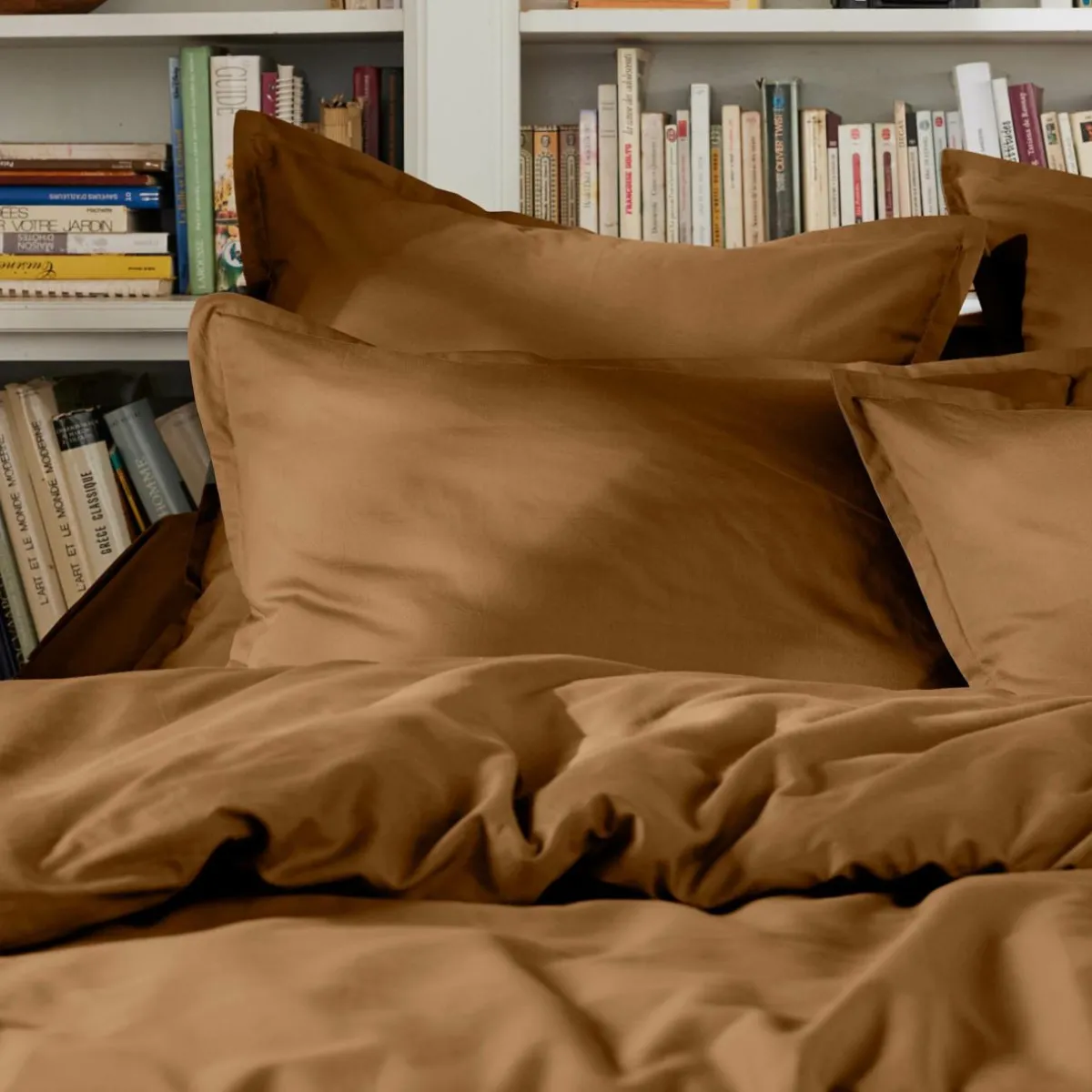 EMINZA Housse de couette percale de coton (200 x 200 cm) Cali Camel Discount