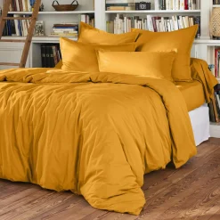 EMINZA Housse de couette percale de coton (200 x 200 cm) Cali Jaune moutarde Best
