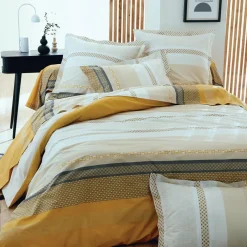 TRADILINGE Housse de couette percale de coton (240 x 220 cm) Marlow Jaune