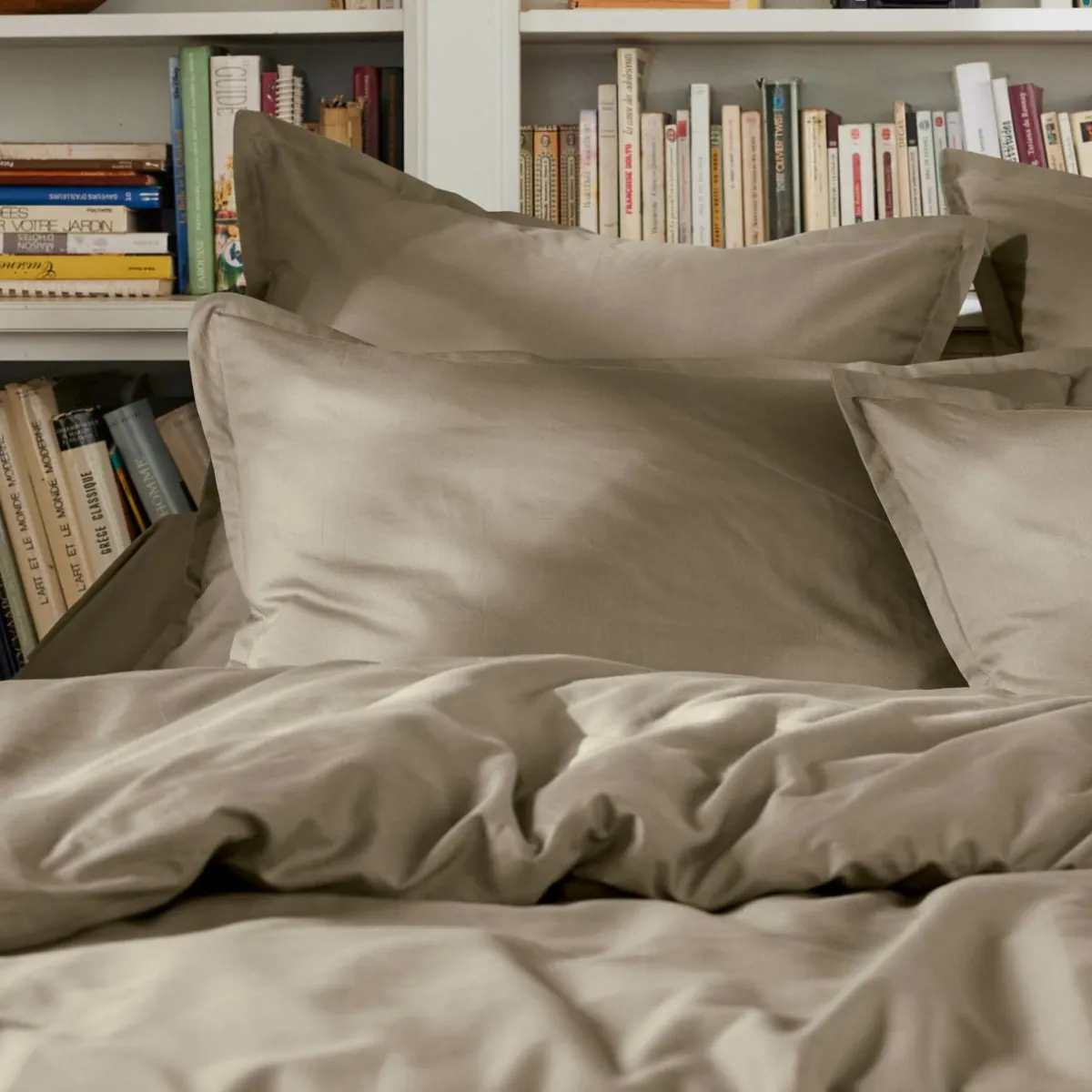 EMINZA Housse de couette percale de coton (280 x 240 cm) Cali Taupe Online