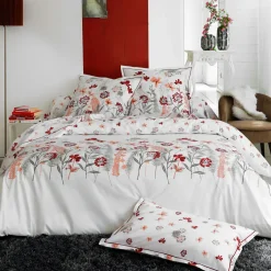TRADI LINGE Housse de couette percale de coton (200 x 200 cm) Petite Folie Rouge Sale