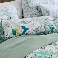 TRADI LINGE Housse de couette percale de coton (280 x 240 cm) Bali e Vert Outlet