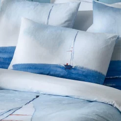 TRADI LINGE Housse de couette percale de coton (140 x 200 cm) Regate e Bleu Online