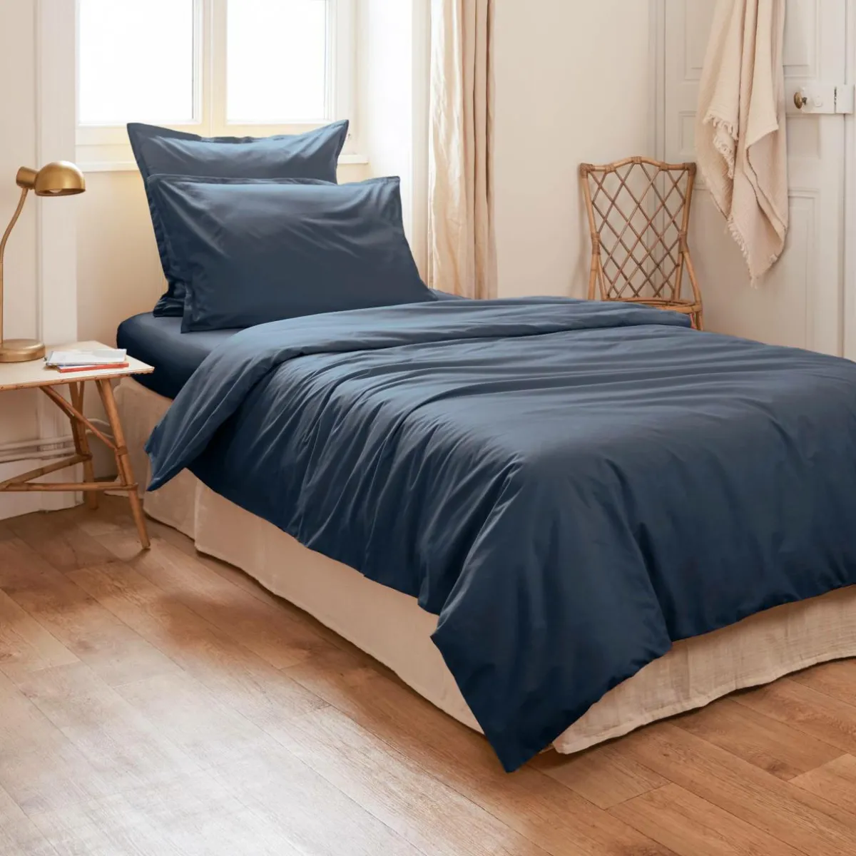 EMINZA Housse de couette percale de coton (140 x 200 cm) Cali Bleu marine Clearance