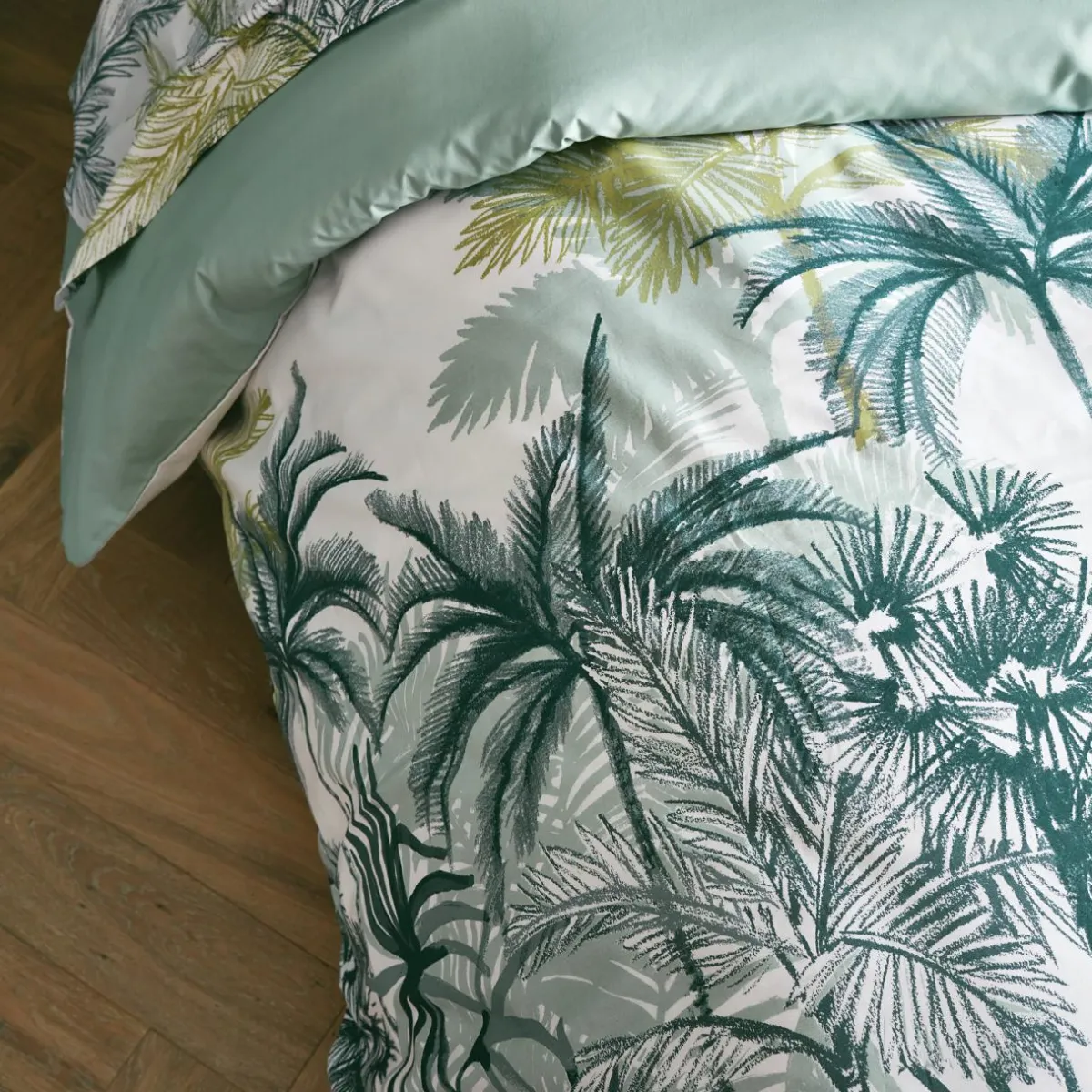 TRADILINGE Housse de couette percale de coton (280 x 240 cm) Trinidad Mousson e Vert Sale
