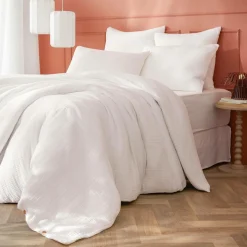 EMINZA Housse de couette quadruple gaze de coton (200 x 200 cm) Victoria x Gaïa chantilly Blanc Sale
