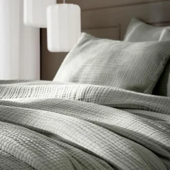 EMINZA Housse de couette quadruple gaze de coton (240 x 220 cm) Victoria x Gaïa Vert romarin New