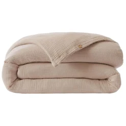 EMINZA Housse de couette quadruple gaze de coton (260 x 240 cm) Victoria x Gaïa Ficelle Discount