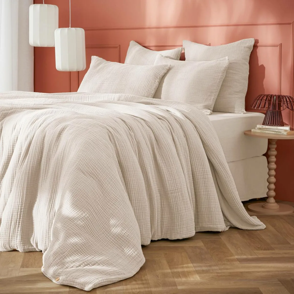 EMINZA Housse de couette quadruple gaze de coton (240 x 220 cm) Victoria x Gaïa pampa Beige Sale
