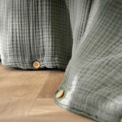 EMINZA Housse de couette quadruple gaze de coton (260 x 240 cm) Victoria x Gaïa Vert romarin New