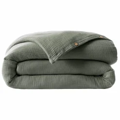 EMINZA Housse de couette quadruple gaze de coton (260 x 240 cm) Victoria x Gaïa Vert romarin New
