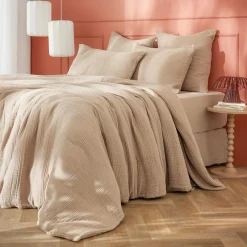 EMINZA Housse de couette quadruple gaze de coton (280 x 240 cm) Victoria x Gaïa Ficelle Discount