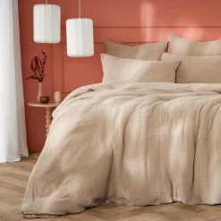 EMINZA Housse de couette quadruple gaze de coton (280 x 240 cm) Victoria x Gaïa Ficelle Discount