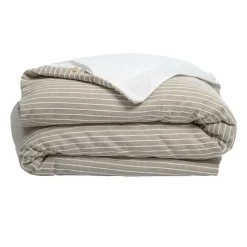 EMINZA Housse de couette réversible coton texturé et percale (260 x 240 cm) Alice Ecru