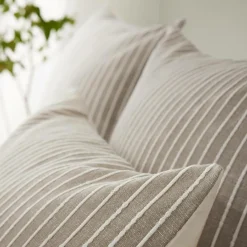 EMINZA Housse de couette réversible coton texturé et percale (260 x 240 cm) Alice Ecru