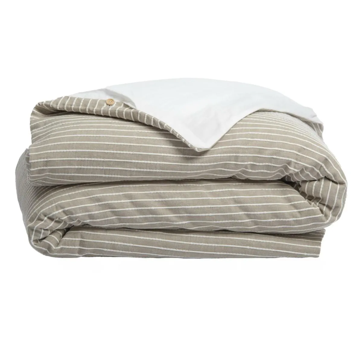 EMINZA Housse de couette réversible coton texturé et percale (240 x 220 cm) Alice Ecru Clearance