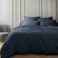 EMINZA Housse de couette satin de bambou (200 x 200 cm) Sienna Bleu nuit Discount