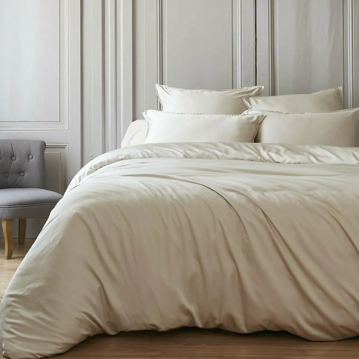 EMINZA Housse de couette satin de bambou (260 x 240 cm) Sienna Beige Online
