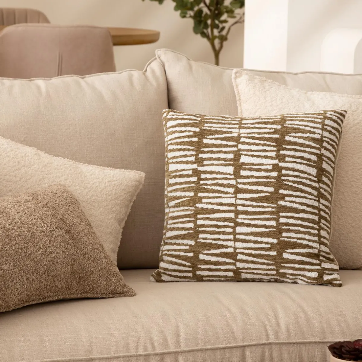 Atmosphera, cru017dateur d'intu017drieur Housse de coussin carrée (40 x 40 cm) Jeni Vert kaki Hot