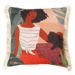 OSTARIA Housse de coussin carrée (40 x 40 cm) Nature Multicolore