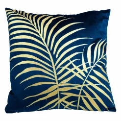 OSTARIA Housse de coussin carrée (40 x 40 cm) Palm e Bleu Sale