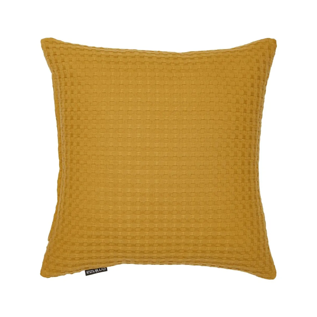 EMINZA Housse de coussin carrée coton nid d'abeille (40 x 40 cm) Maya Jaune safran Outlet