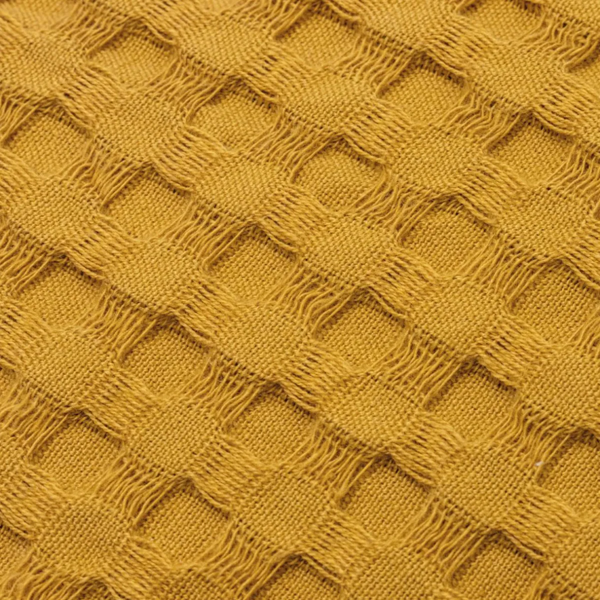 EMINZA Housse de coussin carrée coton nid d'abeille (40 x 40 cm) Maya Jaune safran Outlet