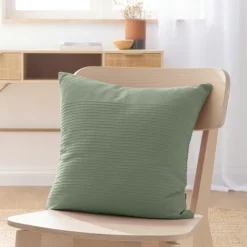 EMINZA Housse de coussin carrée coton tissé (40 x 40 cm) Léa Vert romarin Online