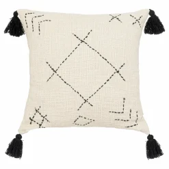 ATMOSPHERA Housse de coussin carrée coton (40 x 40 cm) Stitch Beige Clearance
