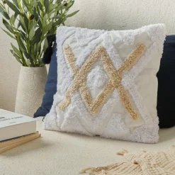 ATMOSPHERA Housse de coussin carrée coton (40 x 40 cm) Rory Ivoire Online