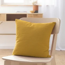 EMINZA Housse de coussin carrée coton tissé (40 x 40 cm) Léa Jaune safran Sale