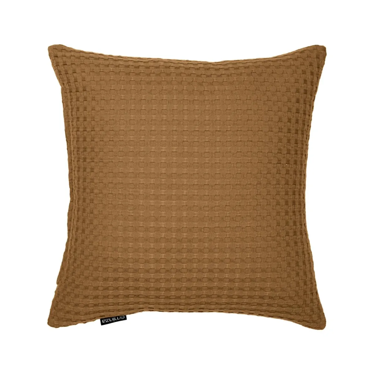 EMINZA Housse de coussin carrée coton nid d'abeille (40 x 40 cm) Maya Camel