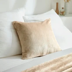 EMINZA Housse de coussin carrée flanelle (45 x 45 cm) Didou glacé Marron New
