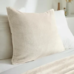 EMINZA Housse de coussin carrée flanelle (60 x 60 cm) Didou grège Beige