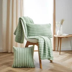 EMINZA Housse de coussin carrée flanelle (40 x 40 cm) Dune Vert sauge Sale