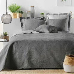 DOUCEUR D'INTERIEUR Housse de coussin carrée microfibre (40 x 40 cm) Romane Gris Anthracite Best